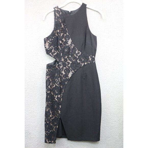 Aiden Mattox Black Lace Cut Out Midi Cocktail Dress-Size 4-Whimsigoth-Lined - Picture 1 of 13